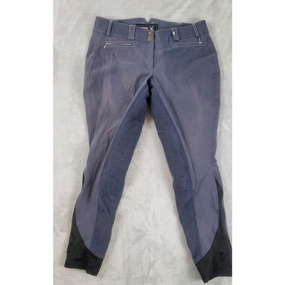 Tredstep Solo Womens 32R Full Seat Breeches Navy Blue Equestrian riding pants - Picture 1 of 9